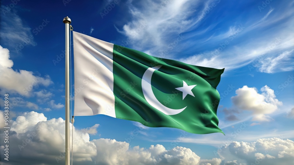 Pakistani Flag Waving In The Wind Pakistan Flag National Patriotism Pakistani Flag Waving In The Wind Pakistan Flag National Patriotism