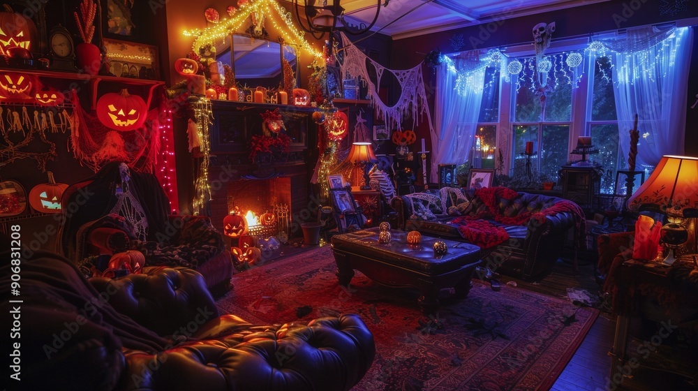 inside a halloween decoration at night inside a halloween decoration at night