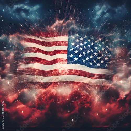 American Flag Fireworks Celebration