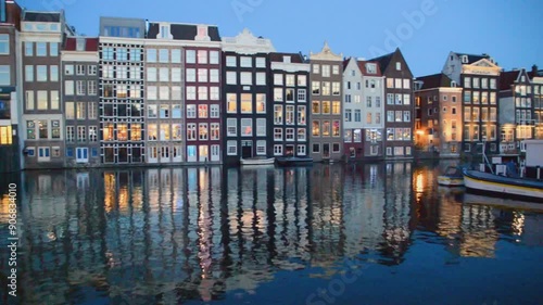 Canal houses and their reflection. Amsterdam, Holland, The Netherlands