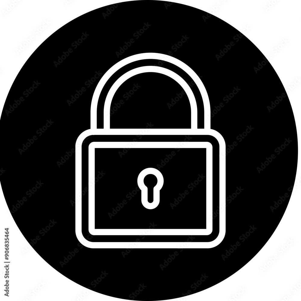 Lock Vector Line White Circle Black Lock Vector Line White Circle Black