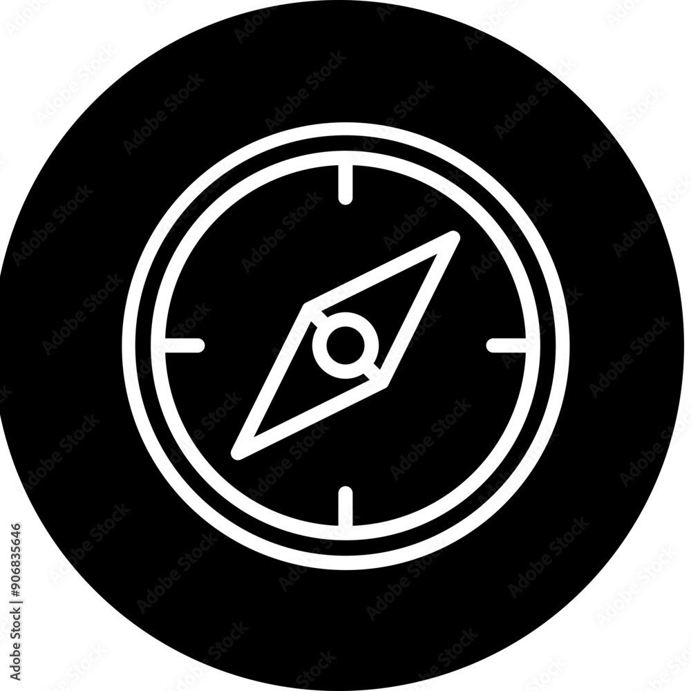 Compass Vector Line White Circle Black Compass Vector Line White Circle Black
