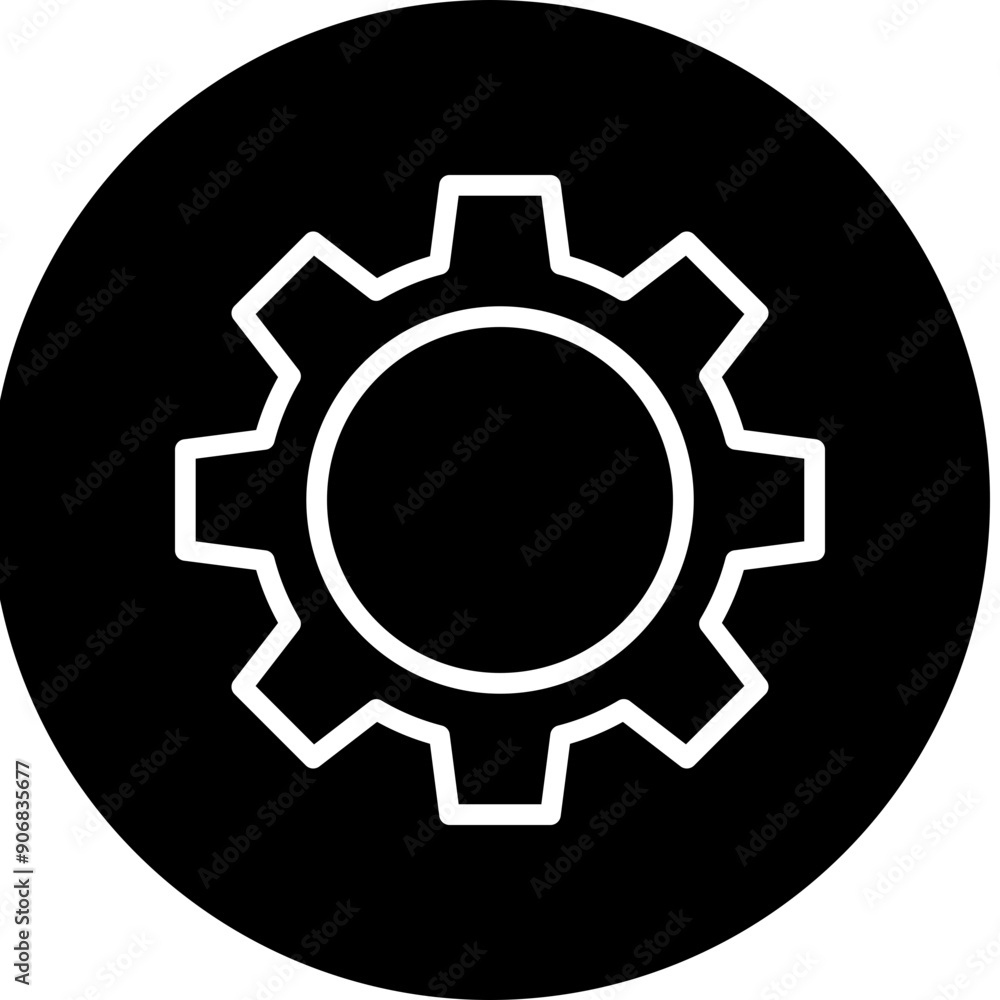 Gears Vector Line White Circle Black Gears Vector Line White Circle Black