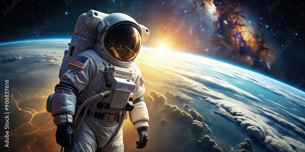 Astronaut in a space suit exploring outer space , Space, Exploration, Adventure, Astronaut, Outer space, Universe, Science Astronaut in a space suit exploring outer space , Space, Exploration, Adventure, Astronaut, Outer space, Universe, Science