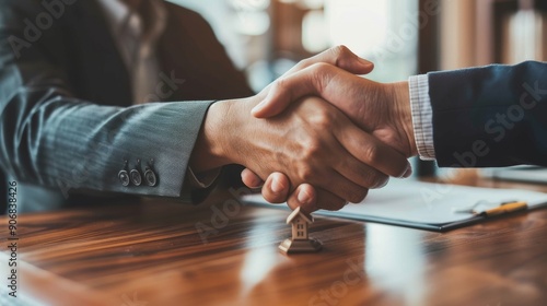 Wallpaper Mural A real estate agent shaking hands over a signed contract Torontodigital.ca