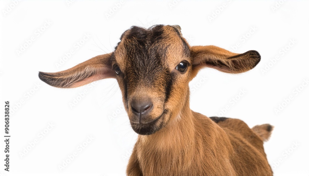Common Goat from the West of France, Capra aegagrus hircus, 6 months old, in front of white background Common Goat from the West of France, Capra aegagrus hircus, 6 months old, in front of white background