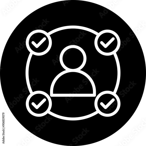 Business Collaboration Vector Line White Circle Black