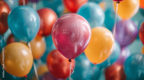 Colorful balloon-filled birthday celebration in bright atmosphere