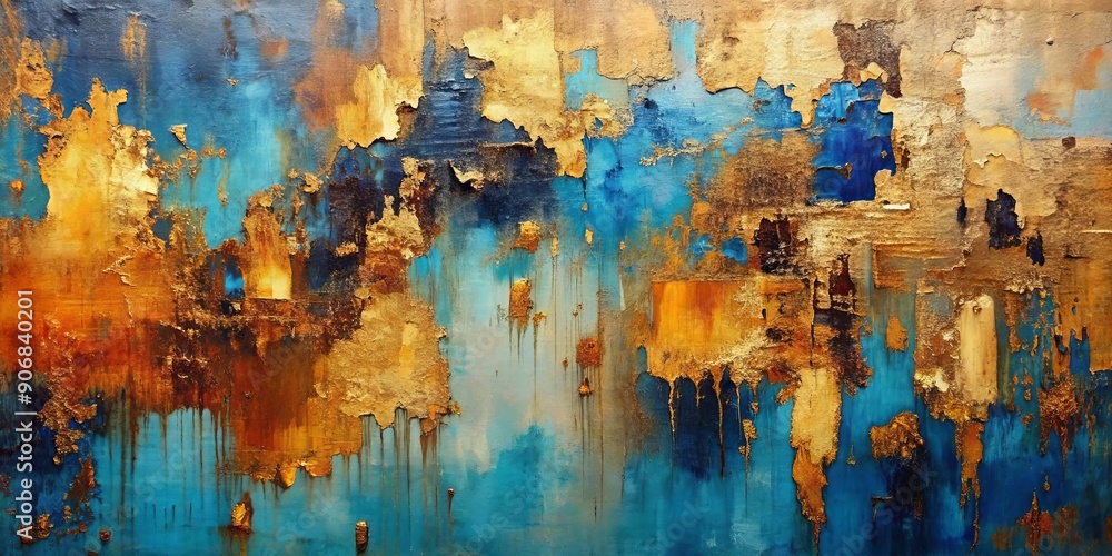 Abstract Gold and Blue Canvas Painting, abstract art , blue gold , contemporary art , painting Abstract Gold and Blue Canvas Painting, abstract art , blue gold , contemporary art , painting