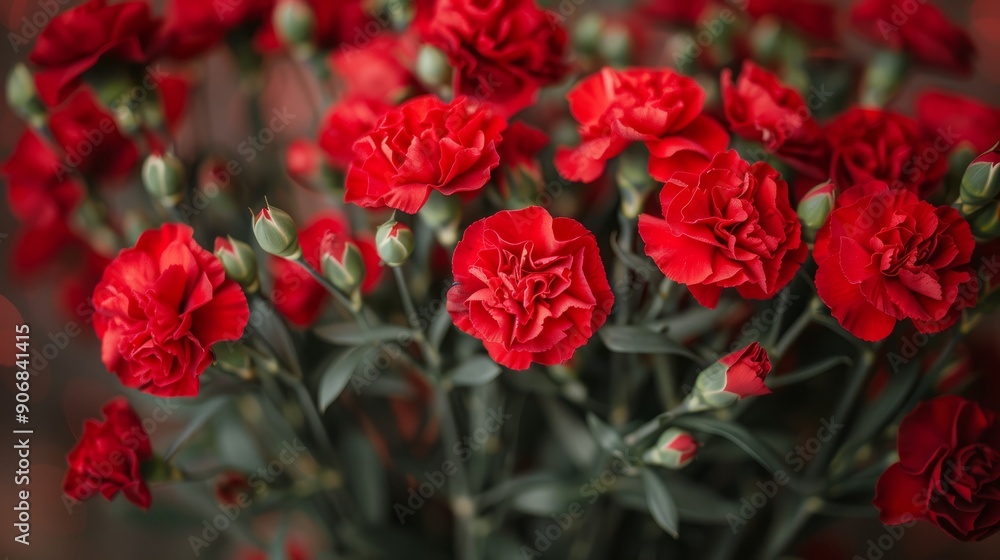 Vibrant red carnations arranged in a charming bouquet for a special occasion Vibrant red carnations arranged in a charming bouquet for a special occasion