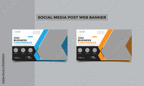 Business conference social media post and web banner design.