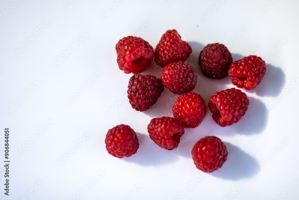 red raspberry on a white background red raspberry on a white background