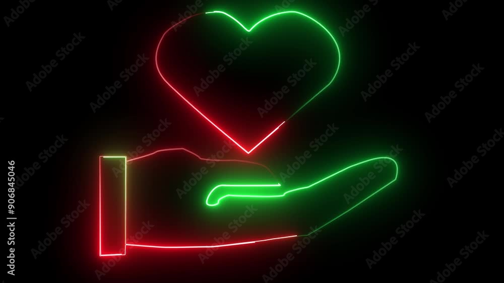 hand love rad and green saber glowing heart video hand love rad and green saber glowing heart video