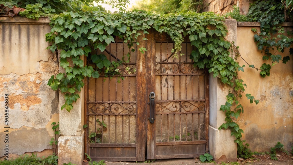 Weathered Old Gate Covered in Ivy Weathered Old Gate Covered in Ivy