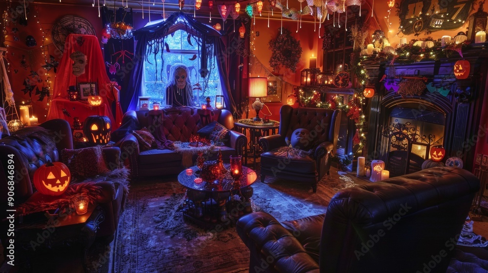 inside a halloween decoration at night inside a halloween decoration at night