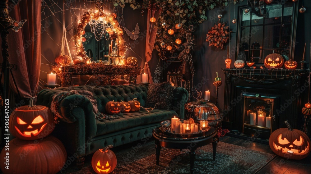 Obraz premium inside a halloween decoration at night