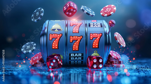 The Big win slots machine 777 casinos with chip poker, Illustration