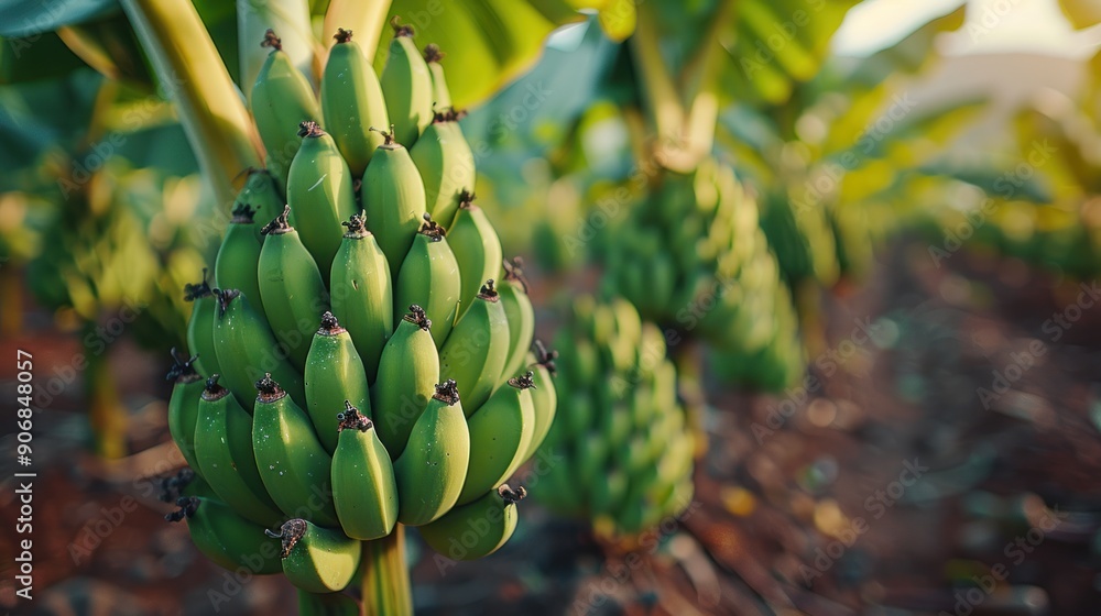 custom made wallpaper toronto digitalClose-up of Green Bananas on a Tree