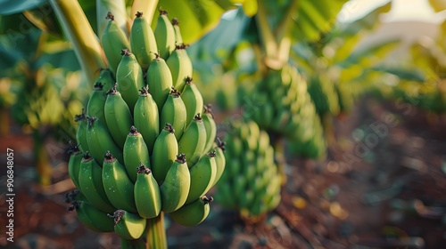 Wallpaper Mural Close-up of Green Bananas on a Tree Torontodigital.ca