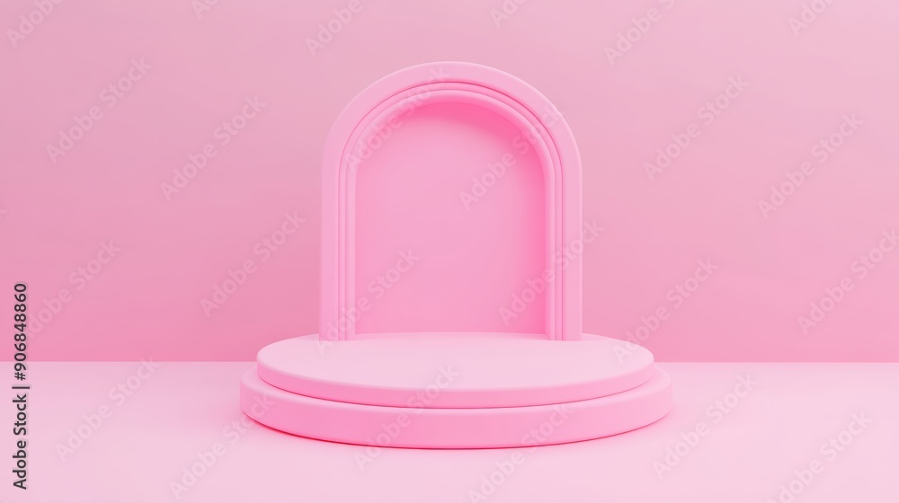 Podium with solid pastel colors on monochrome background, high definition 3d style, pink Podium with solid pastel colors on monochrome background, high definition 3d style, pink