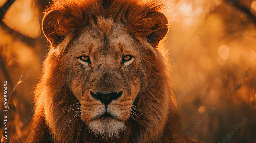 Naklejka premium A lion is the main subject of the image