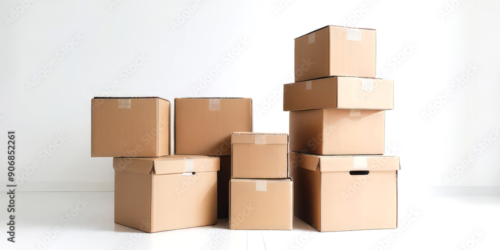 stacks of cardboard boxes on a white background stacks of cardboard boxes on a white background