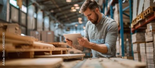 Warehouse Worker Checking Inventory