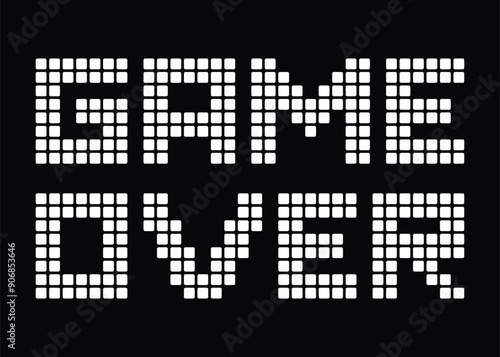 Bitmap Game Over text written on a pixelated blue and black background