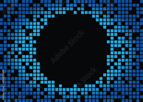 Digital Pixel Black Hole Blue Background