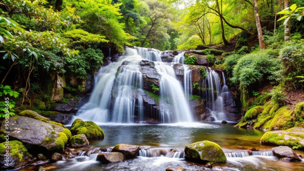 Fototapeta premium Secluded Waterfall in Dense Forest