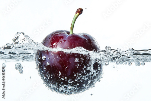 A whole apple dropped into water