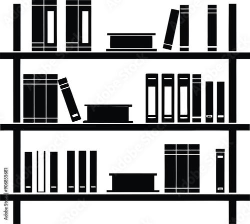 bookself silhouette illustration black and white photo