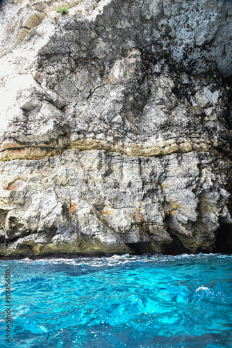 blue caves on the island photo