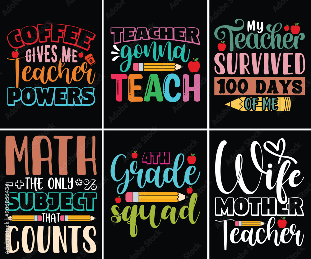 Fototapeta premium Teacher, Teacher SVG Design, Teacher SVG Design New, Teacher SVG Bundle, SVG, T-shirt, SVG Design, Shirt Design, T-shirt, Quotes Cricut, SVG Silhouette