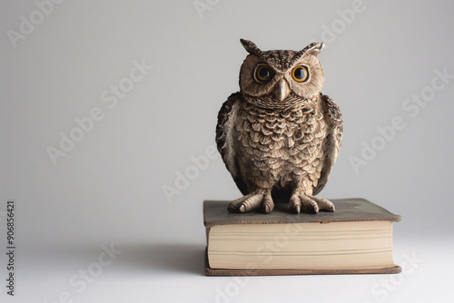 Wallpaper Mural A cute owl sits on a book. White background with copy space. Concept for the first of September, training courses, educational institutions, schools. Education, gaining knowledge, wisdom. Torontodigital.ca