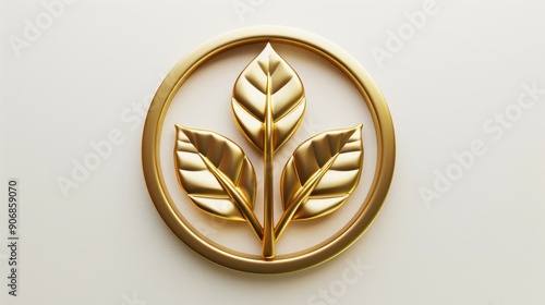 Golden Leaf Emblem in a Circle photo