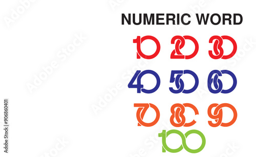 Numeric word colorful design