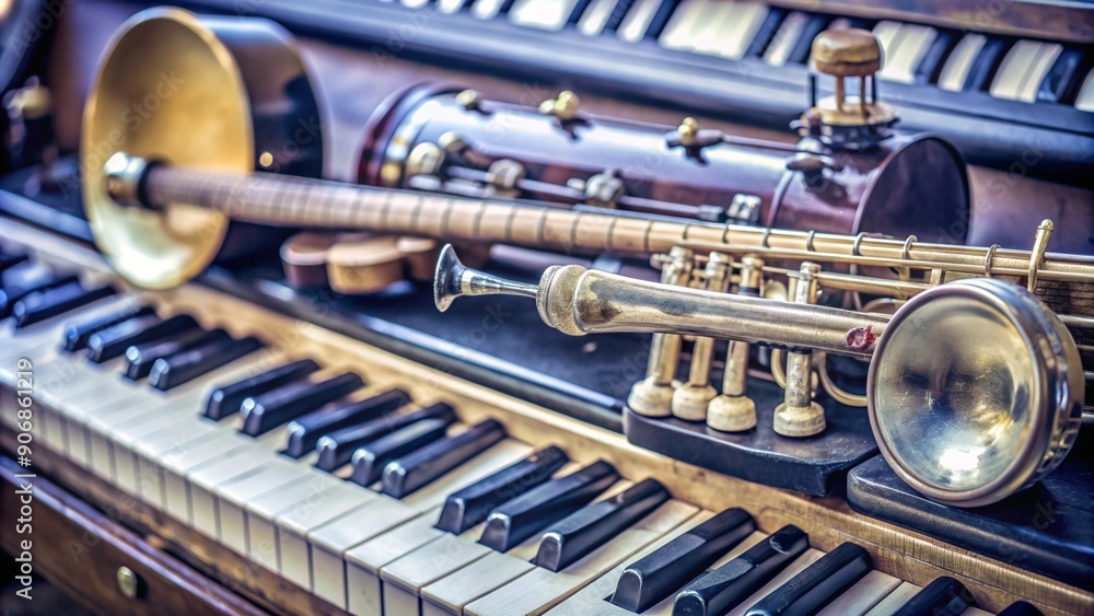 Naklejka premium Close-up of Vintage Musical Instruments
