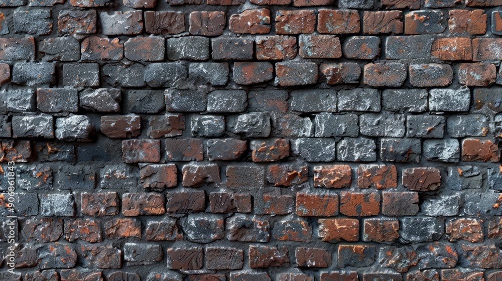 Obraz premium Textured brick wall displaying shades of red and gray in urban setting