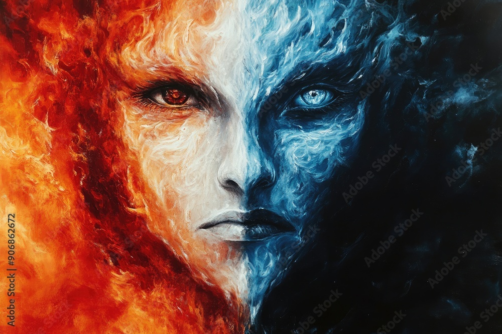 Obraz premium Abstract Portrait of Fire and Ice