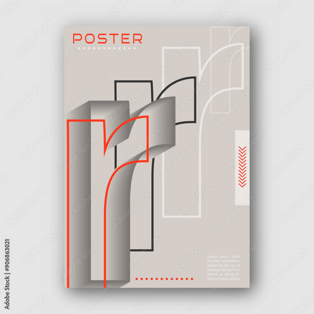Stylized lowercase letter R. Template for poster, poster, cover ...