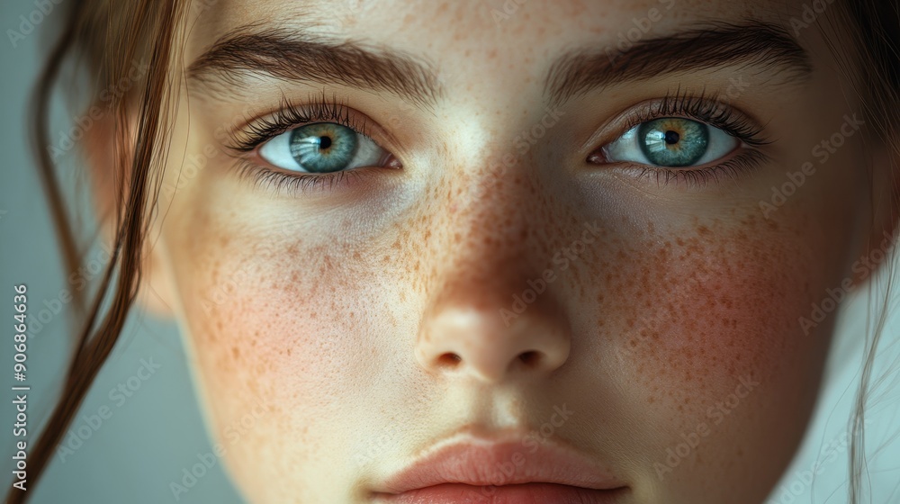 A high-resolution portrait of a person with smooth skin and enhanced textures A high-resolution portrait of a person with smooth skin and enhanced textures