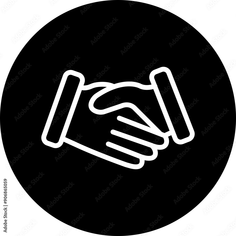 Obraz premium Handshake Vector Line White Circle Black