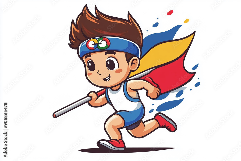 Cartoon sprinter with Olympic flag design for T shirt POD print on ...