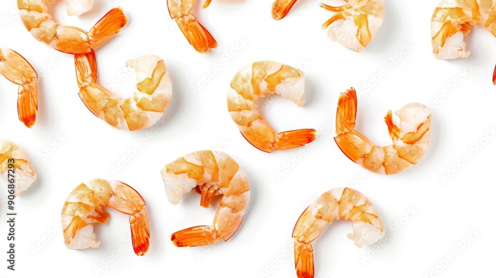 Fresh peeled shrimps isolated against a white background, perfect for showcasing in seafood recipes and gourmet food presentations.
Fresh peeled shrimps isolated against a white background, perfect for showcasing in seafood recipes and gourmet food presentations.