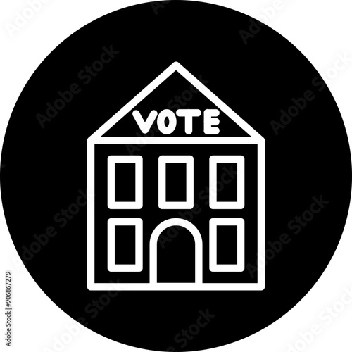 Election Polling Station Vector Line White Circle Black