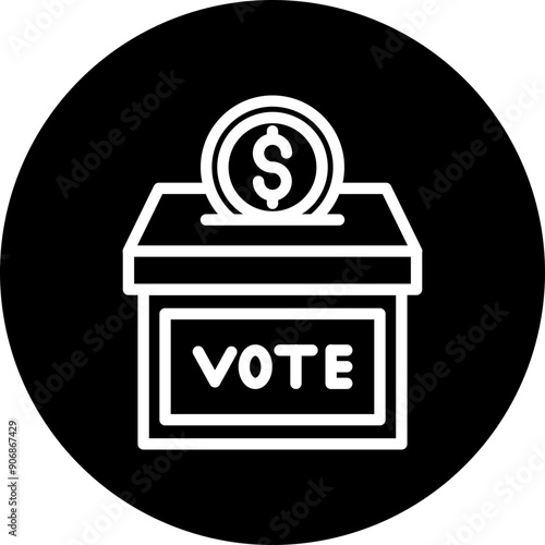 Campaign Donation Box Vector Line White Circle Black
