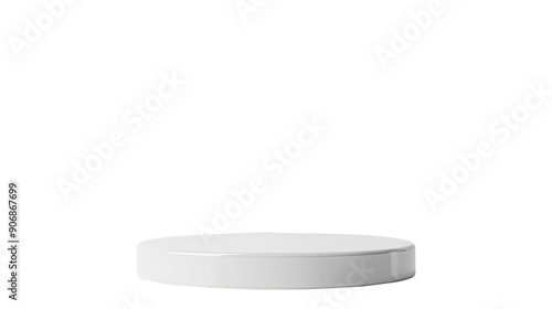 Minimalistic white product podium stage isolated on transparent background, for product display, presentation and branding. PNG, cutout. 