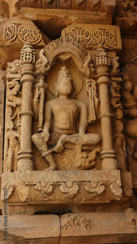 India, Madhya Pradesh, Sihoniya, Beautiful Carvings of Hindu Deities on the Kakanmath Temple, this 11th Century Monument Dedicated to Lord Shiva. 