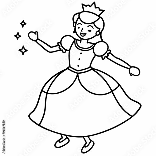 Stylish Princess playing art vector illustration